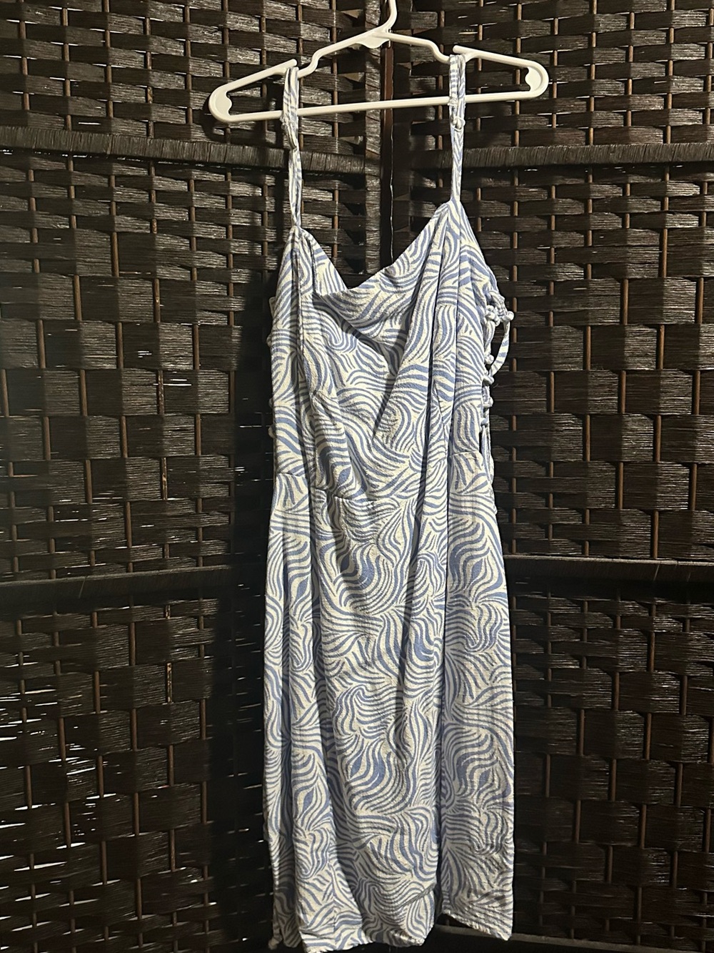 PacSun Blue and White Swirl Mini Slip Dress